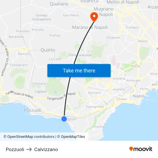 Pozzuoli to Calvizzano map
