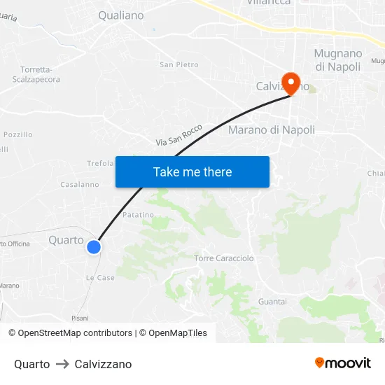 Quarto to Calvizzano map