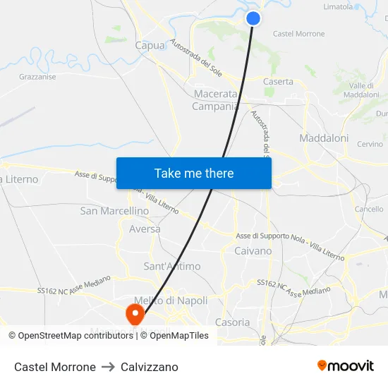 Castel Morrone to Calvizzano map