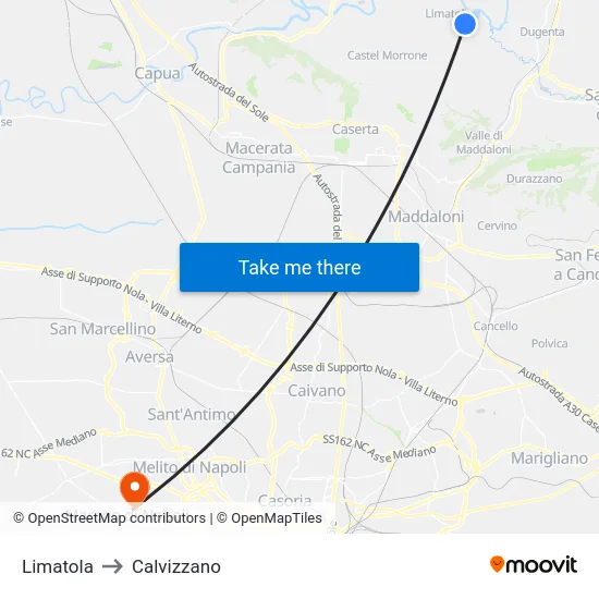 Limatola to Calvizzano map