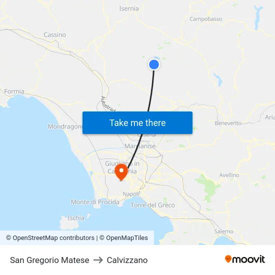 San Gregorio Matese to Calvizzano map