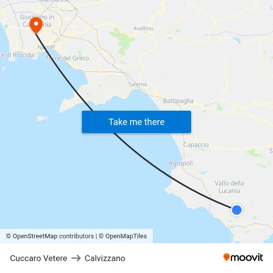 Cuccaro Vetere to Calvizzano map