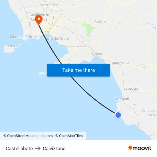 Castellabate to Calvizzano map