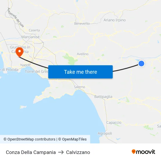 Conza Della Campania to Calvizzano map