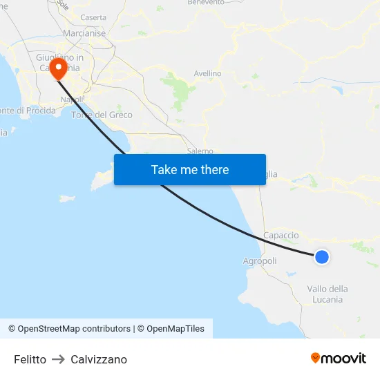 Felitto to Calvizzano map