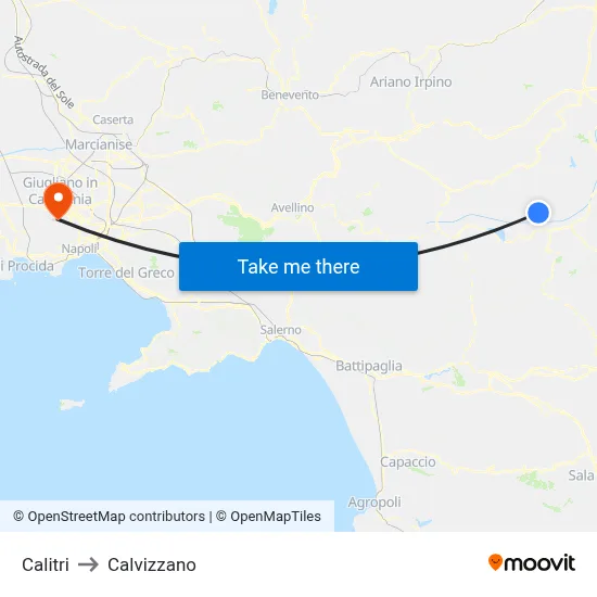 Calitri to Calvizzano map