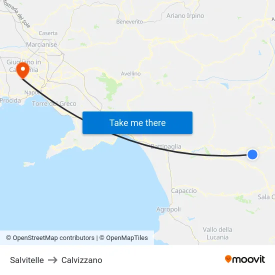 Salvitelle to Calvizzano map