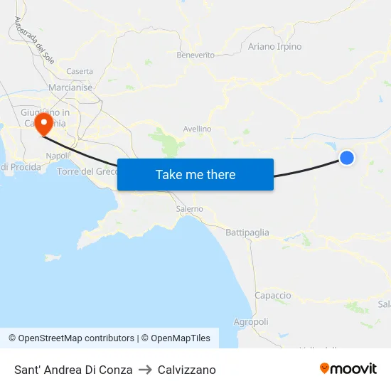 Sant' Andrea Di Conza to Calvizzano map