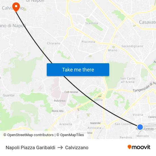 Napoli Piazza Garibaldi to Calvizzano map