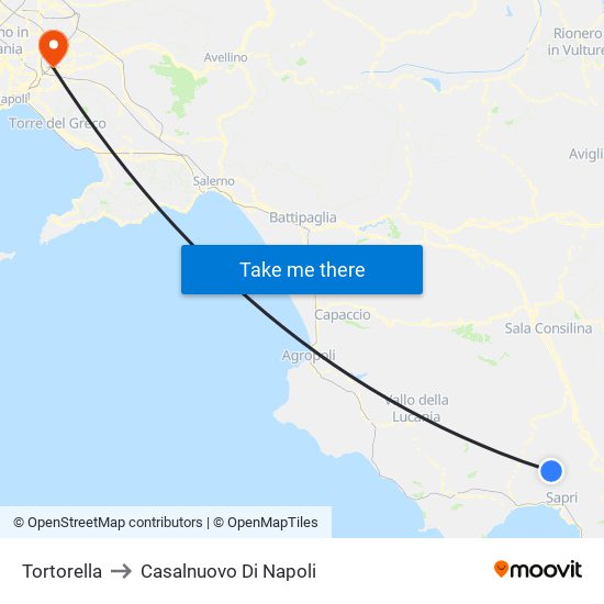 Tortorella to Casalnuovo Di Napoli map