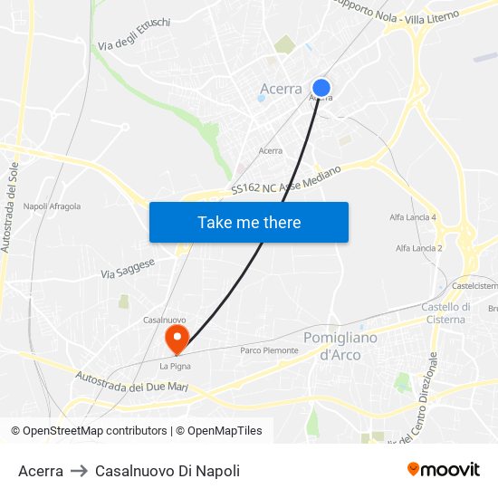 Acerra to Casalnuovo Di Napoli map