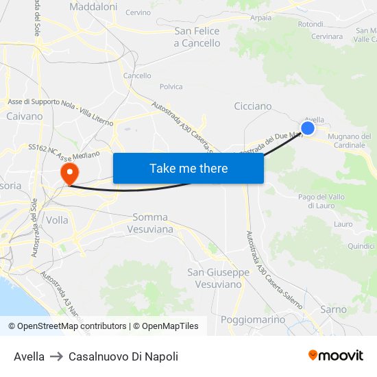 Avella to Casalnuovo Di Napoli map