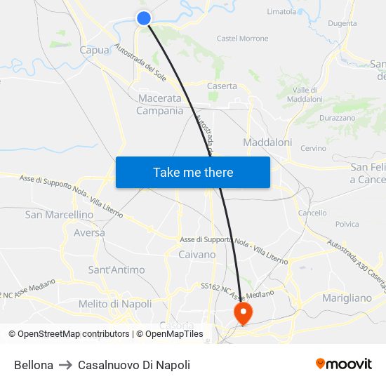 Bellona to Casalnuovo Di Napoli map
