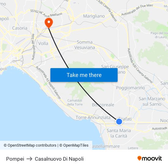 Pompei to Casalnuovo Di Napoli map