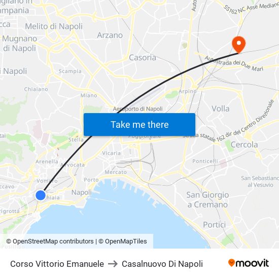 Corso Vittorio Emanuele to Casalnuovo Di Napoli map