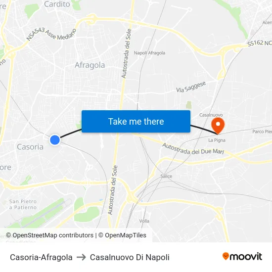 Casoria-Afragola to Casalnuovo Di Napoli map