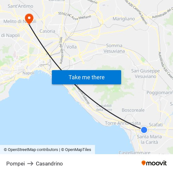 Pompei to Casandrino map