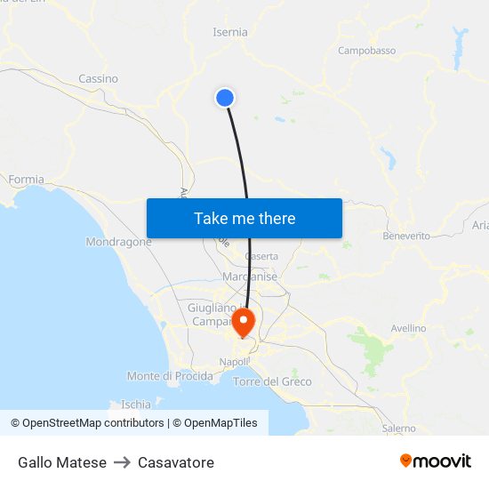 Gallo Matese to Casavatore map