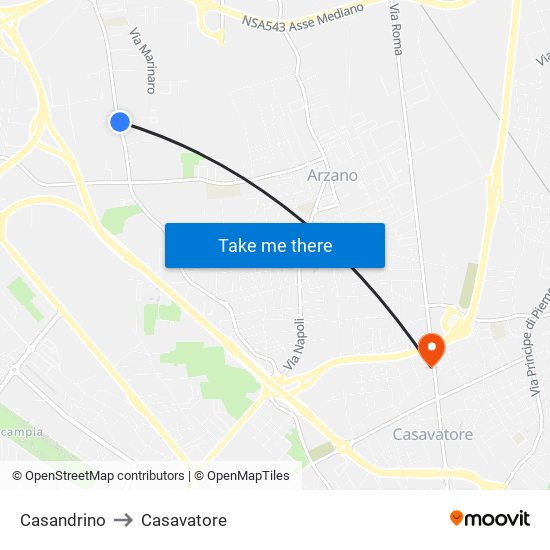 Casandrino to Casavatore map