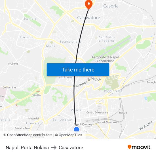 Napoli Porta Nolana to Casavatore map