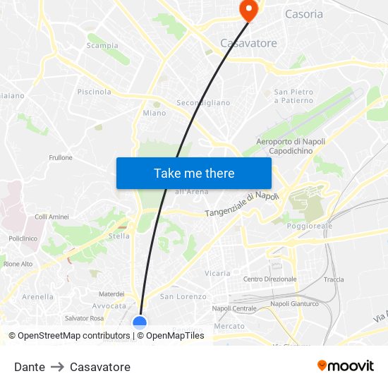 Dante to Casavatore map