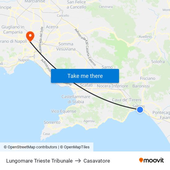 Lungomare Trieste Tribunale to Casavatore map