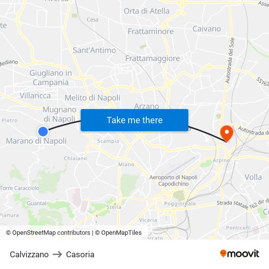 Calvizzano to Casoria map