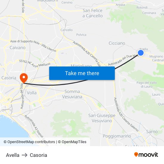 Avella to Casoria map