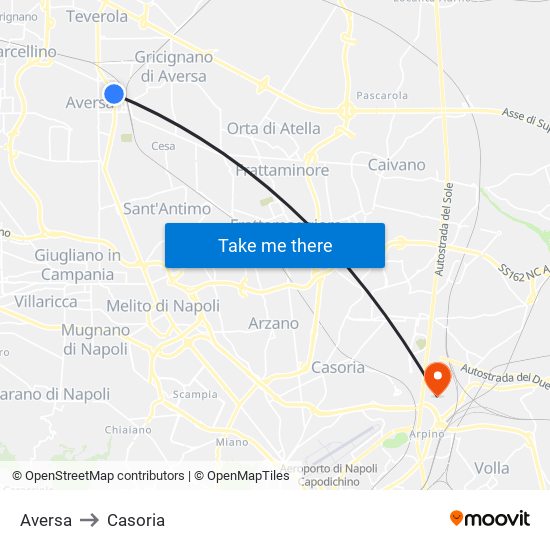 Aversa to Casoria map
