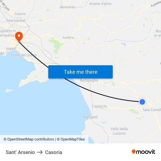 Sant' Arsenio to Casoria map