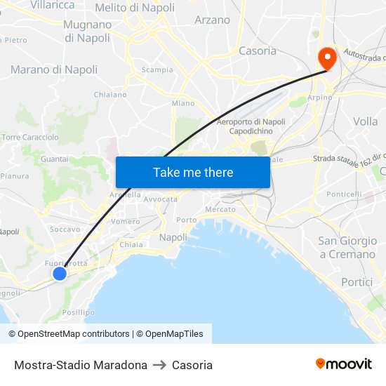 Mostra-Stadio Maradona to Casoria map