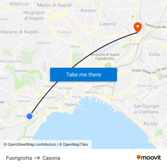 Fuorigrotta to Casoria map
