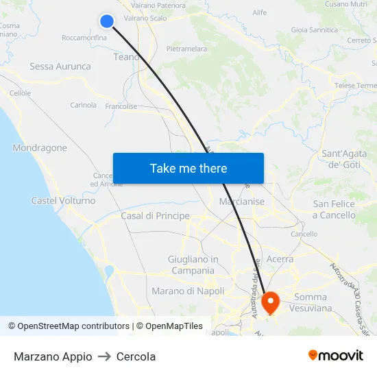 Marzano Appio to Cercola map