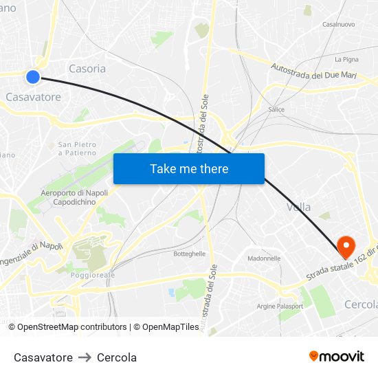 Casavatore to Cercola map