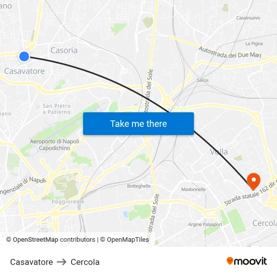 Casavatore to Cercola map