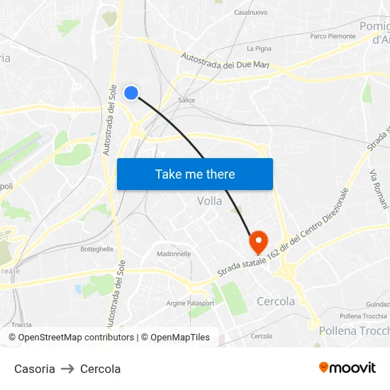 Casoria to Cercola map