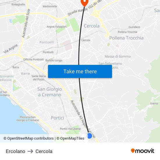 Ercolano to Cercola map