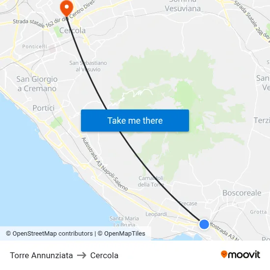 Torre Annunziata to Cercola map