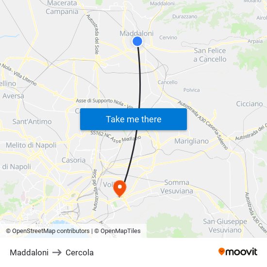 Maddaloni to Cercola map
