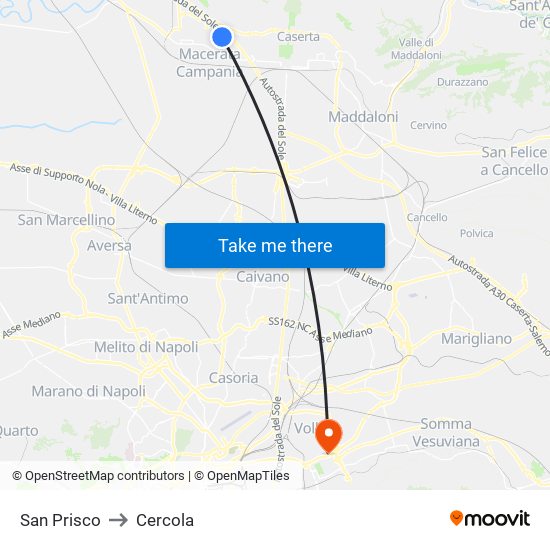 San Prisco to Cercola map