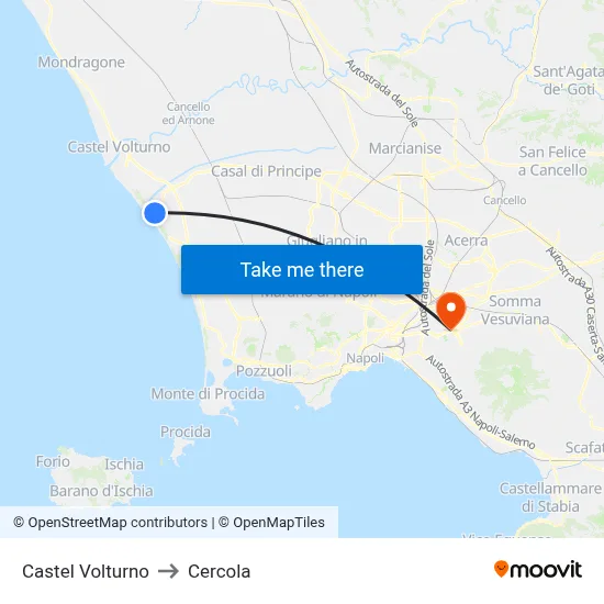 Castel Volturno to Cercola map