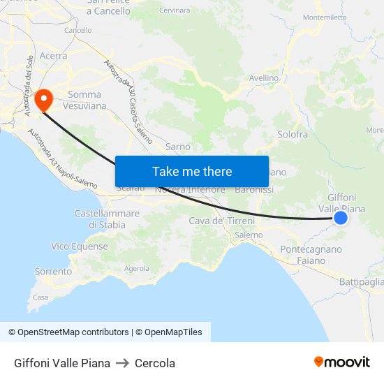 Giffoni Valle Piana to Cercola map