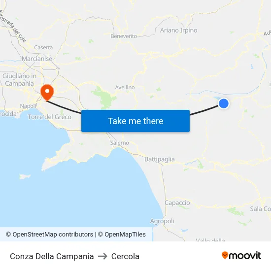 Conza Della Campania to Cercola map