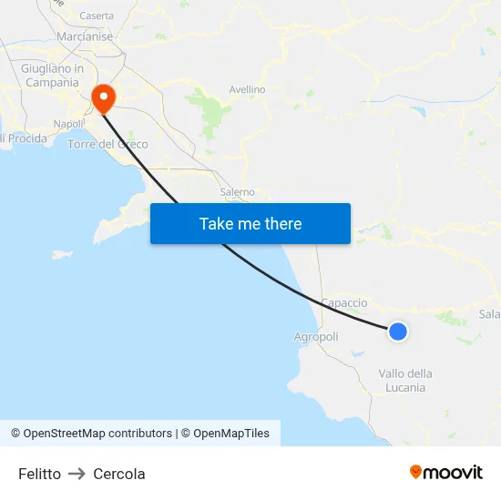 Felitto to Cercola map