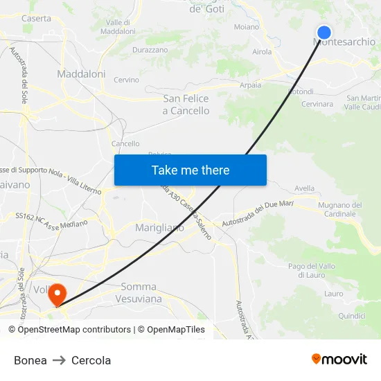 Bonea to Cercola map