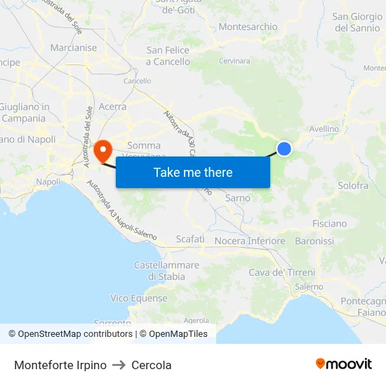 Monteforte Irpino to Cercola map