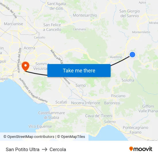 San Potito Ultra to Cercola map