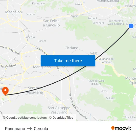 Pannarano to Cercola map
