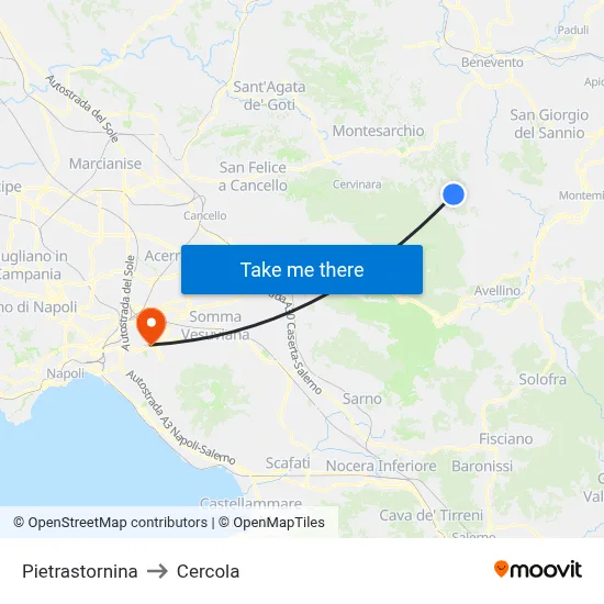 Pietrastornina to Cercola map