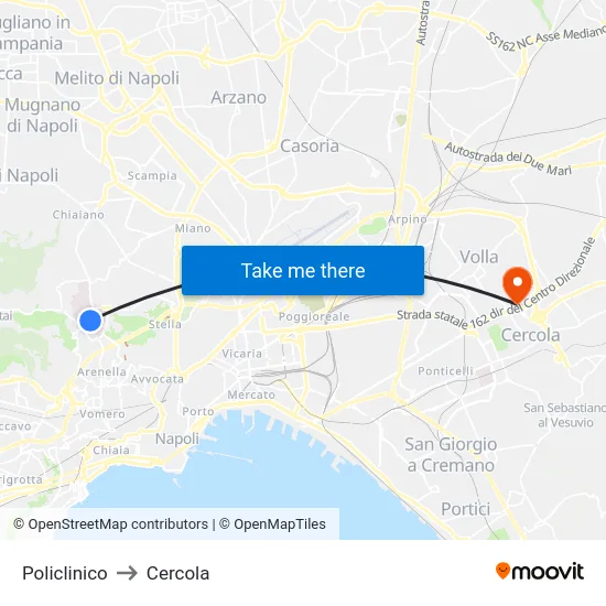 Policlinico to Cercola map